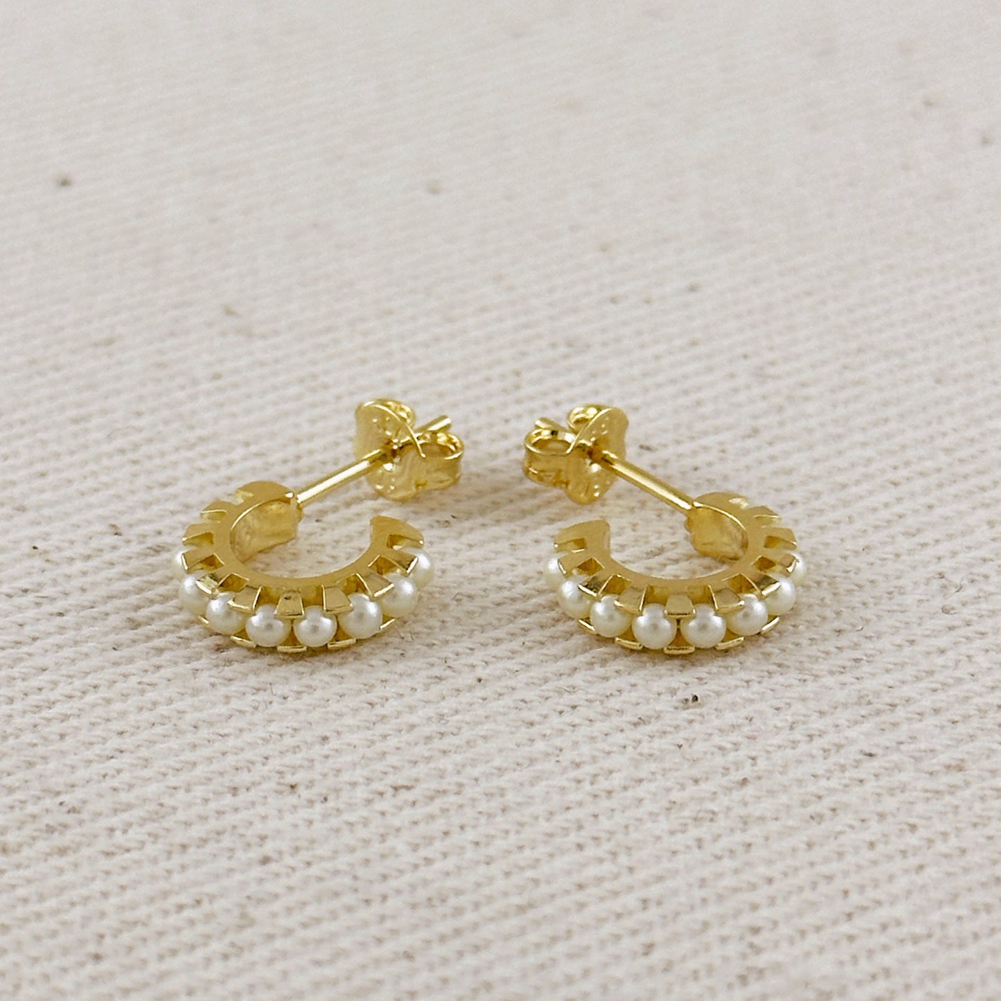 18k Gold Filled Petite Pearl C-Hoop Earrings