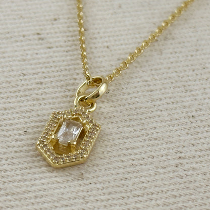 18k Gold Filled Fancy Baguette Pendant Necklace