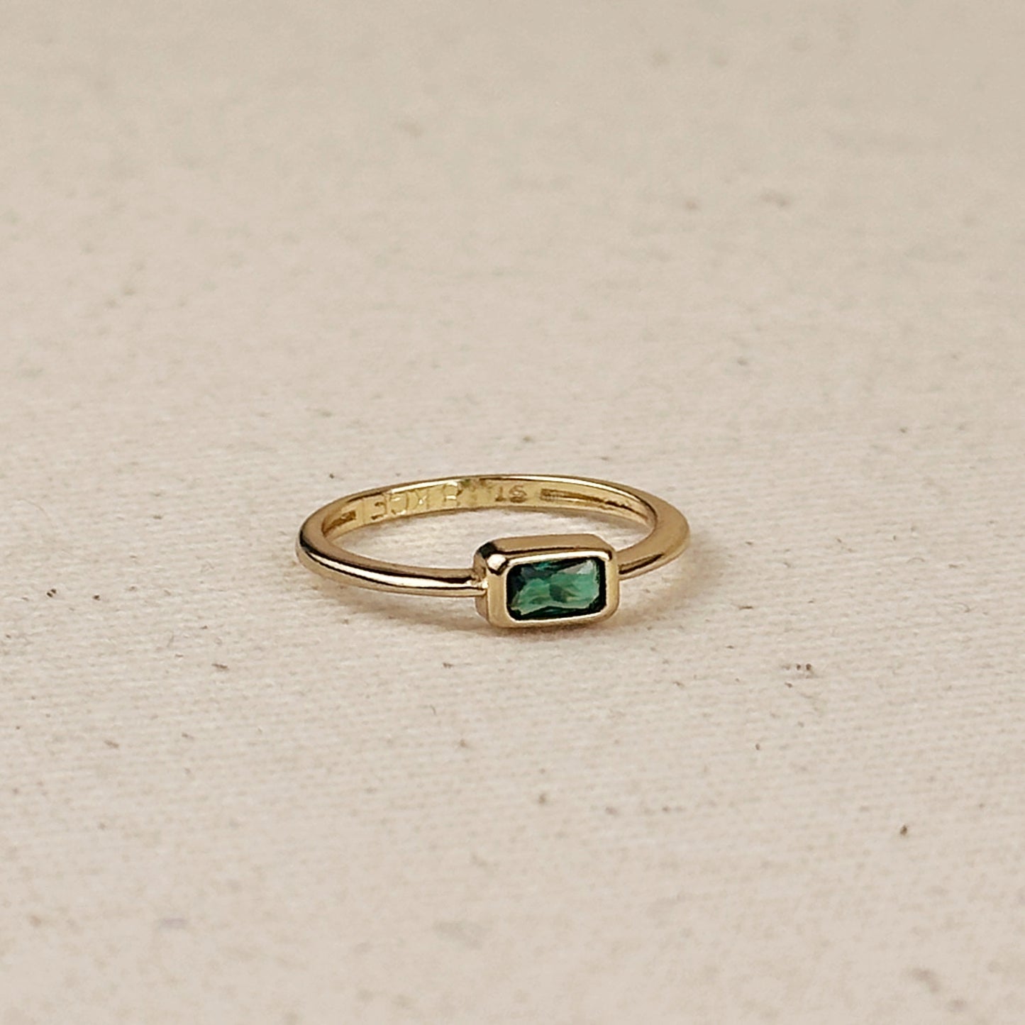 18k Gold Filled Colored CZ Rectangle Solitaire Ring