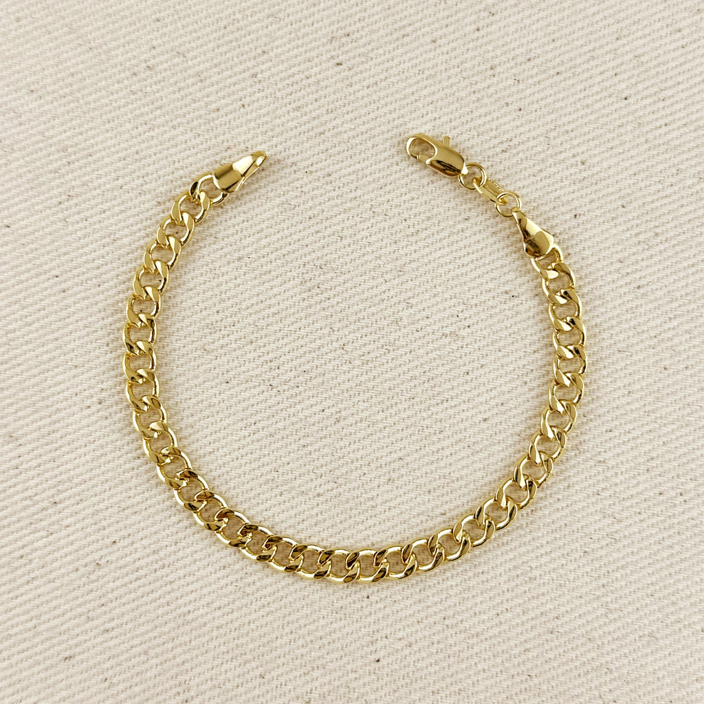 18k Gold Filled 5.0mm Cuban Chain Bracelet