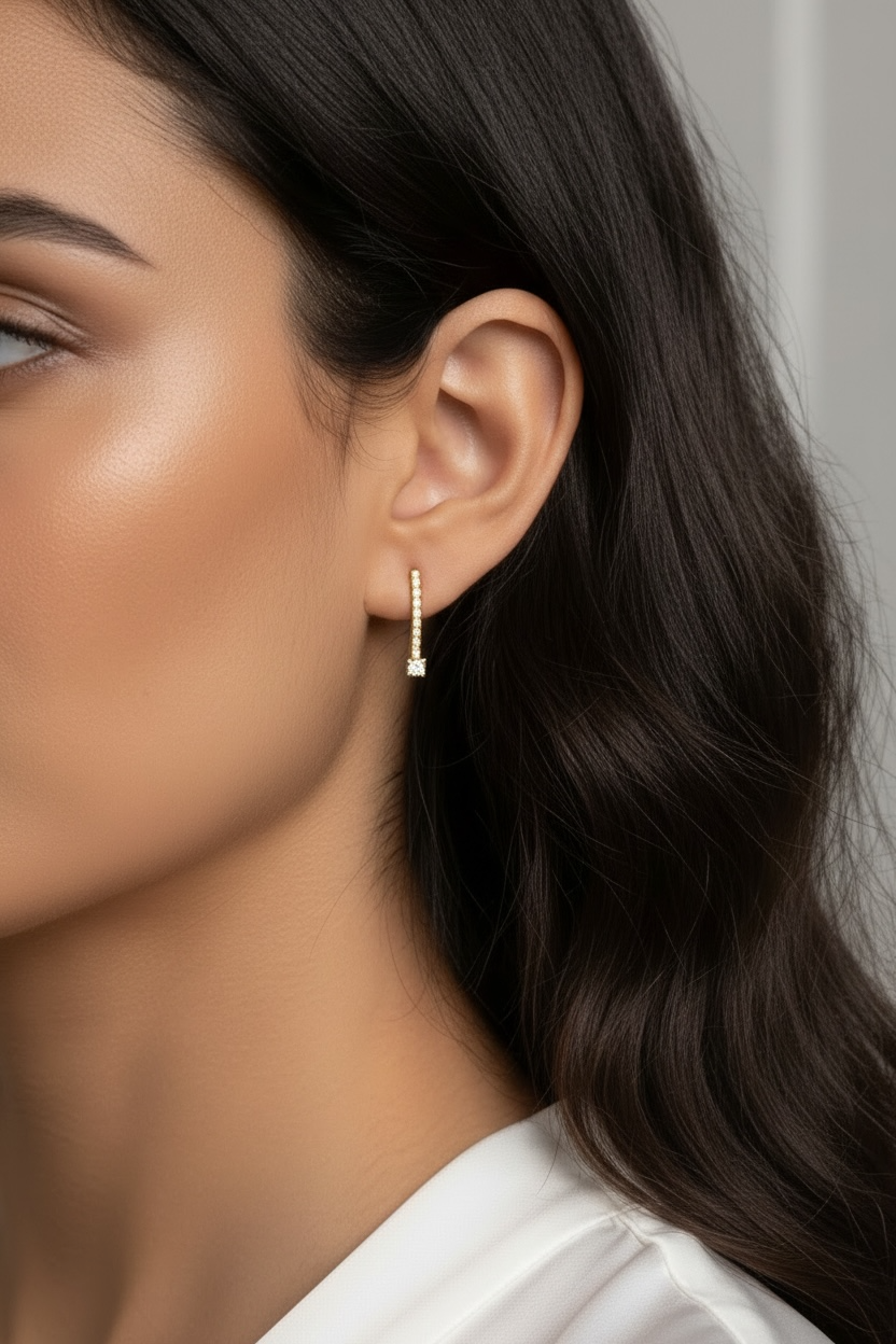 Vertical  CZ Bar Stud