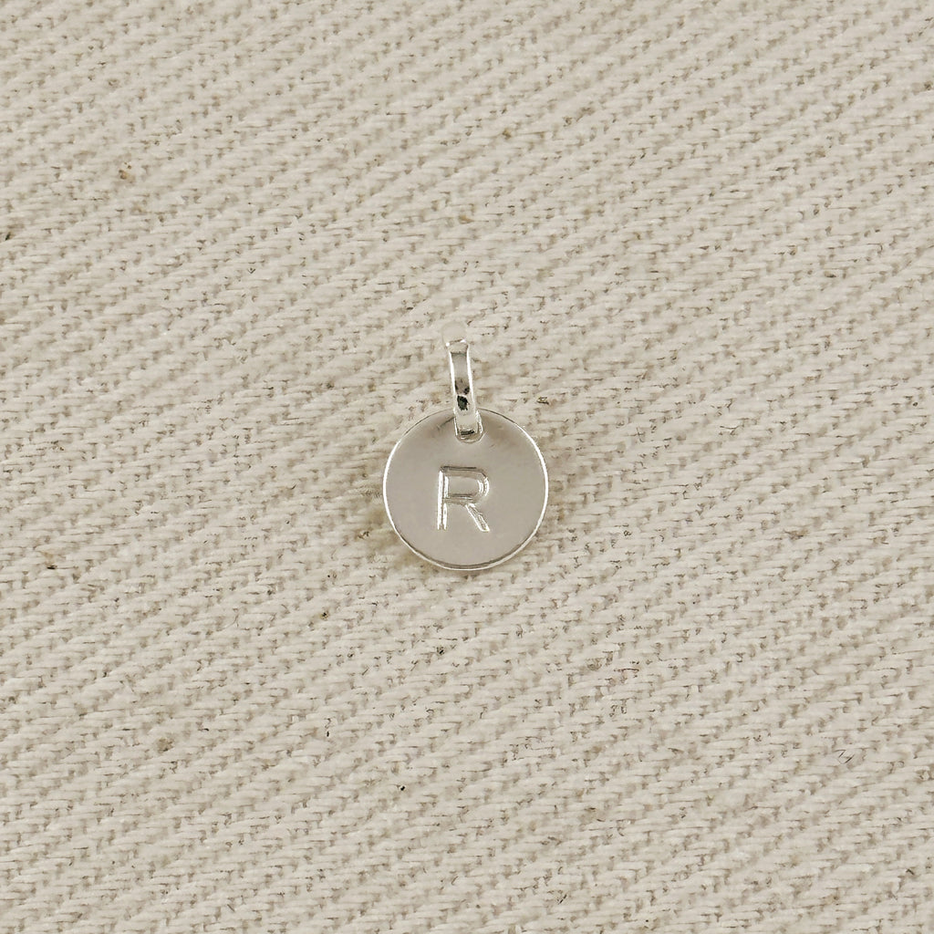 Silver Filled Stamped Tiny Initial Letter Charm