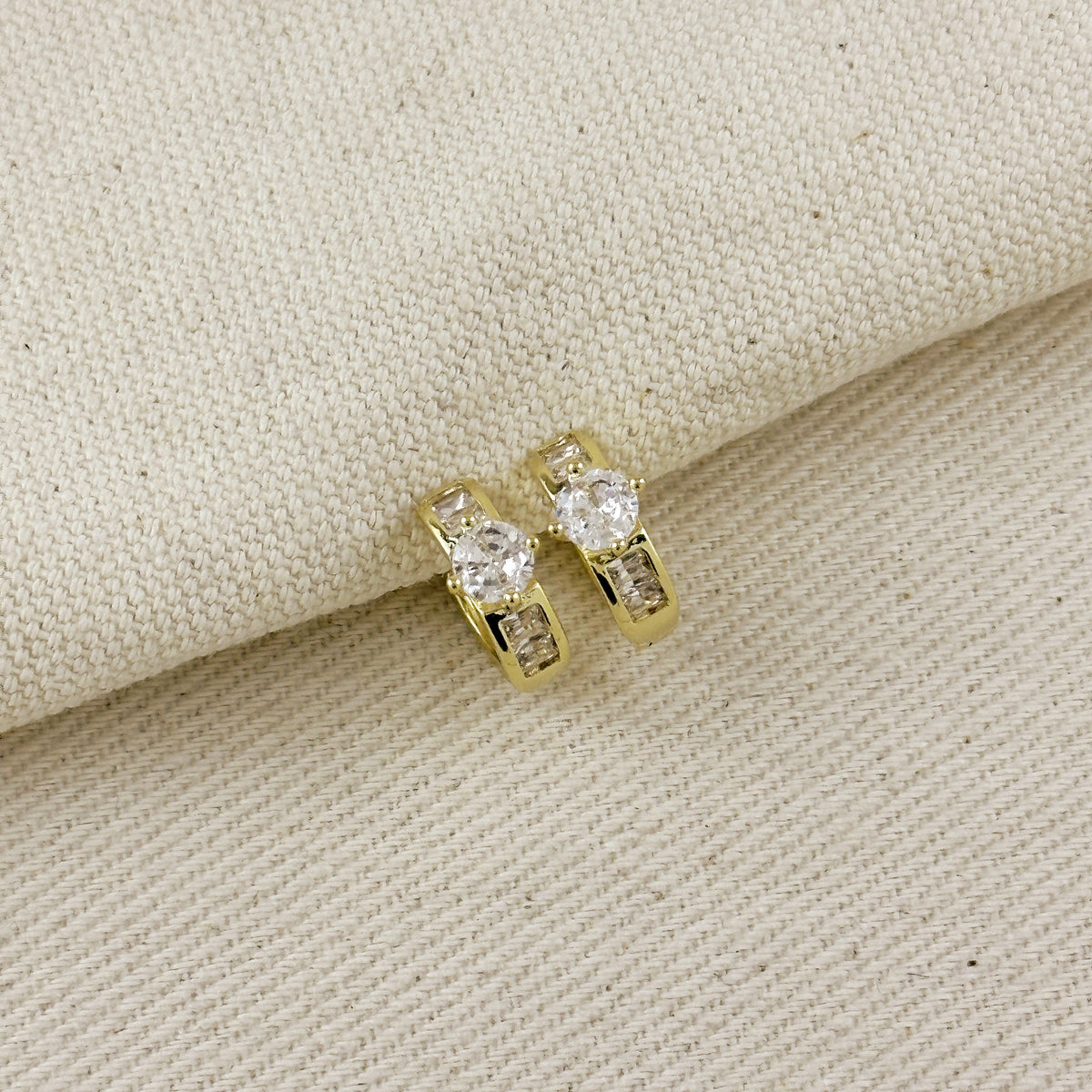 18k Gold Filled CZ Huggie Earrings
