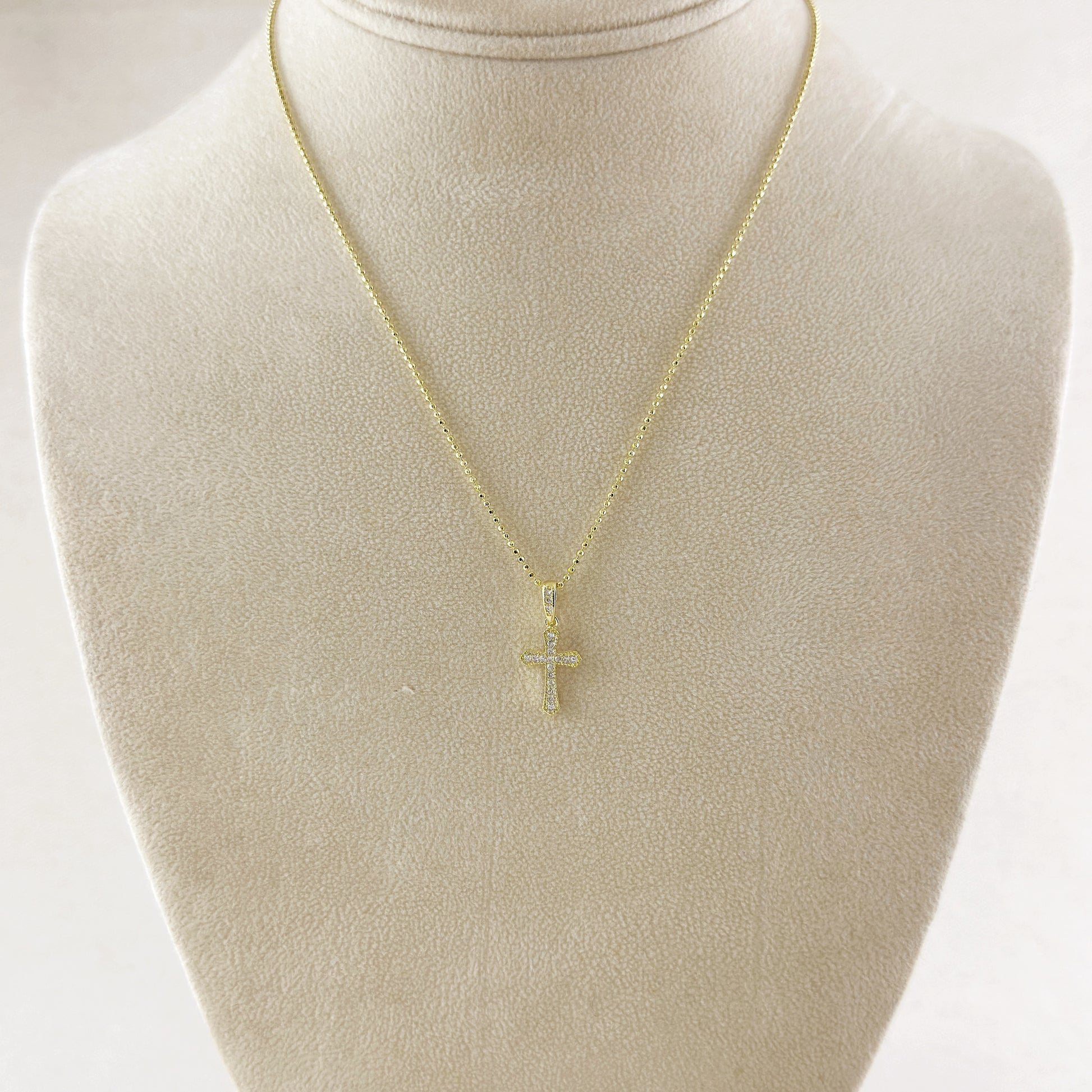 18k Gold Filled CZ Cross Necklace