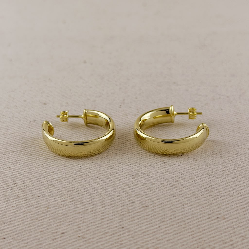 18k Gold Filled Polished Slightly Twisted C Hoop