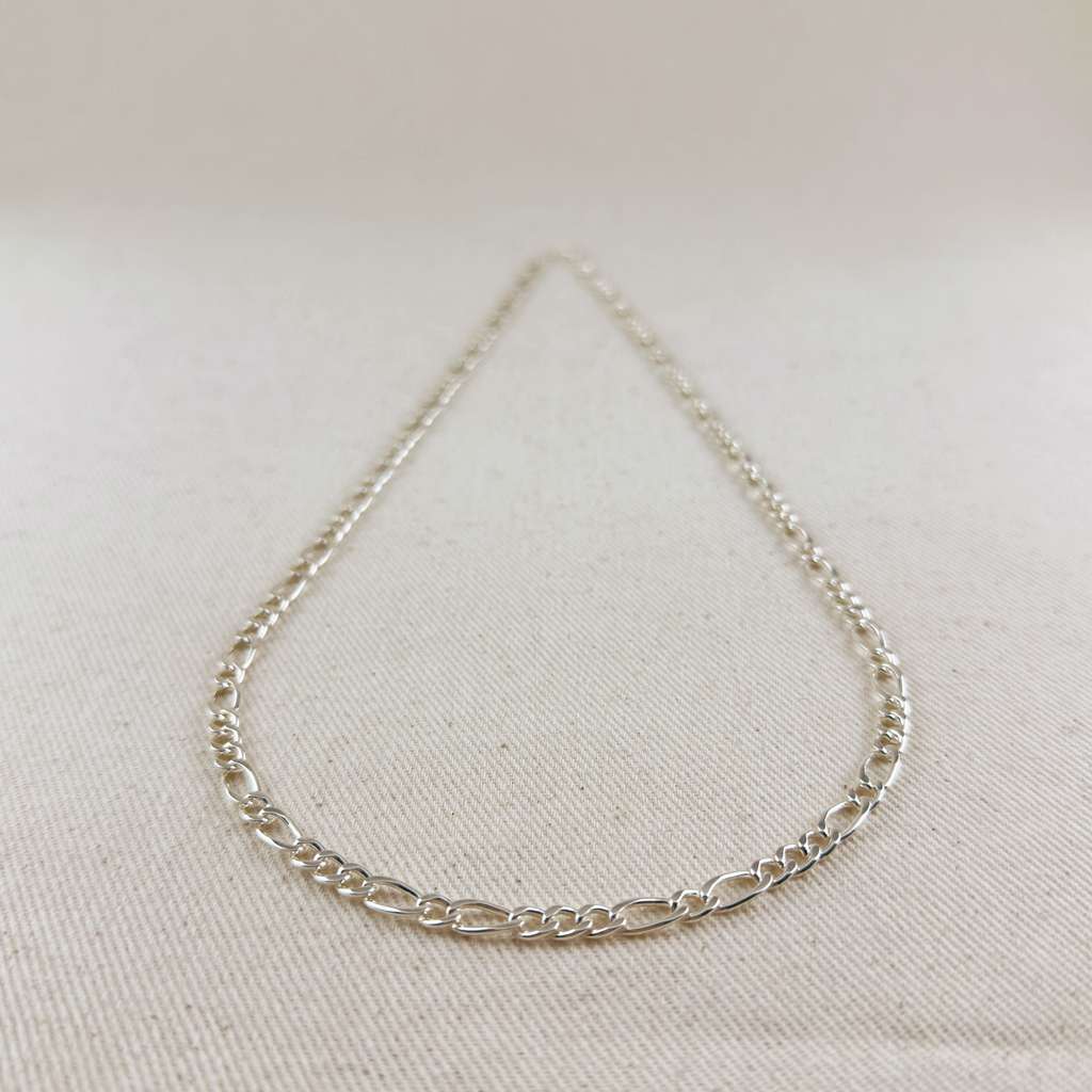 Sterling Silver Figaro 3x1x1 Chain 5.2mm