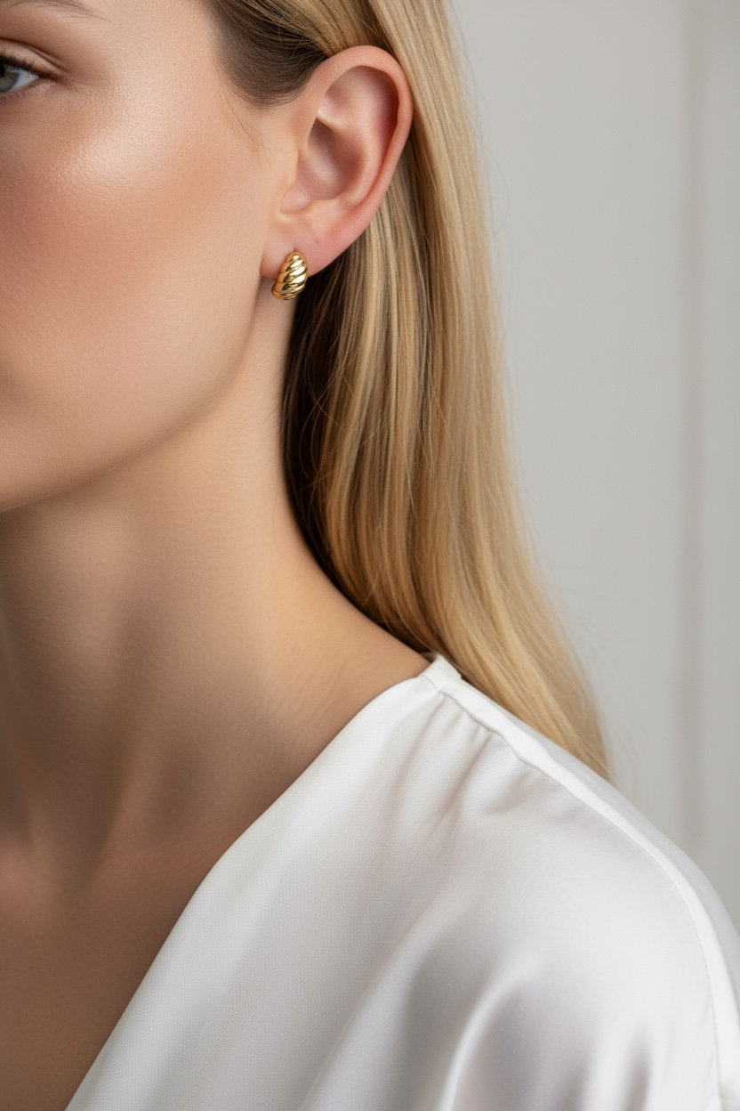 18k Gold Filled Croissant Stud Earrings