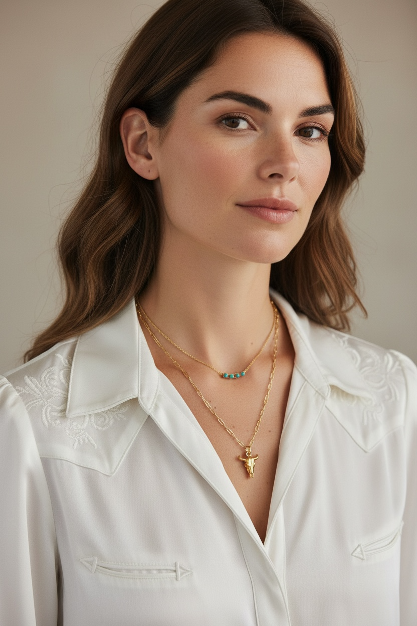 18k Gold Filled Natural Turquoise Bead Necklace