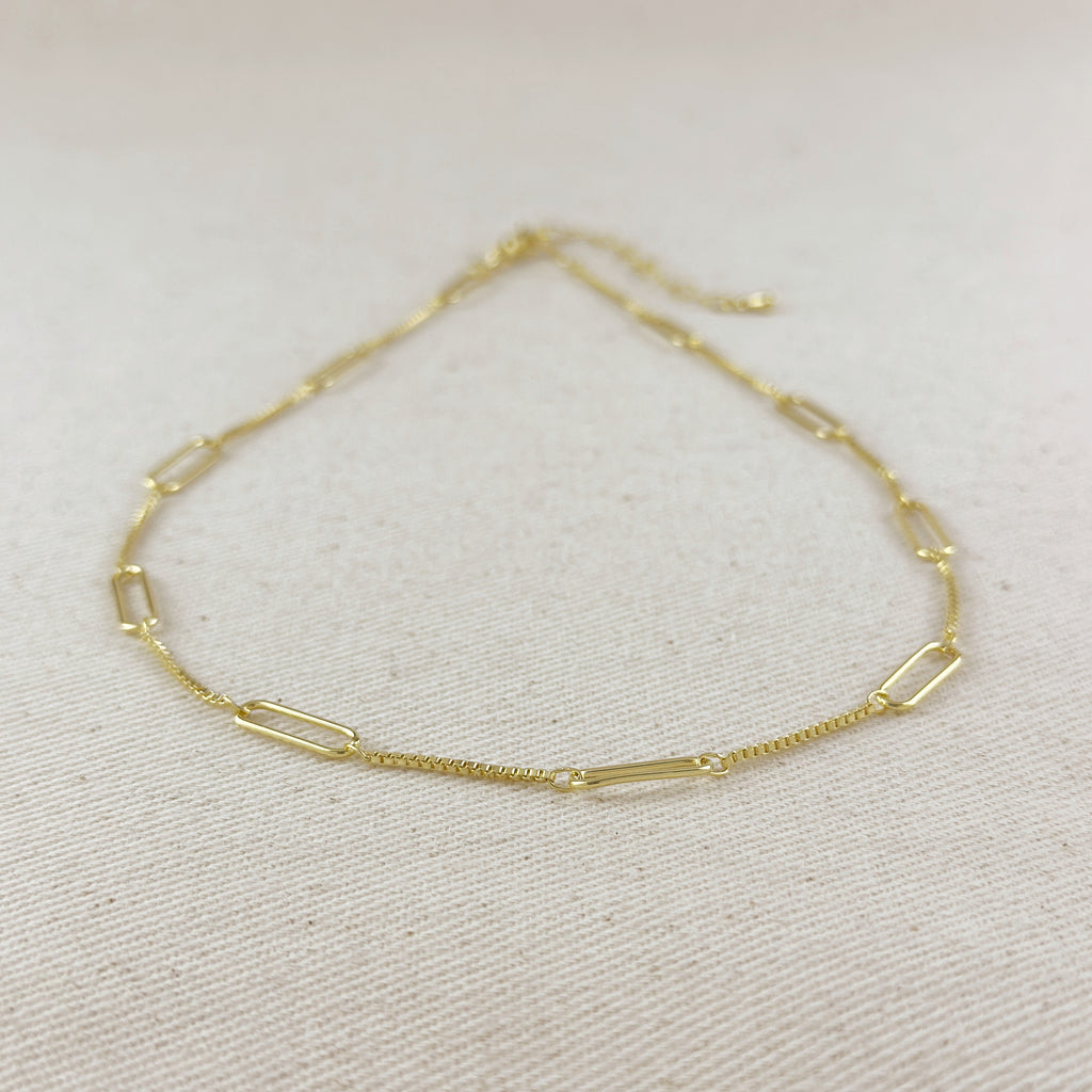 18k Gold Filled Paperclip & Box Chain Necklace