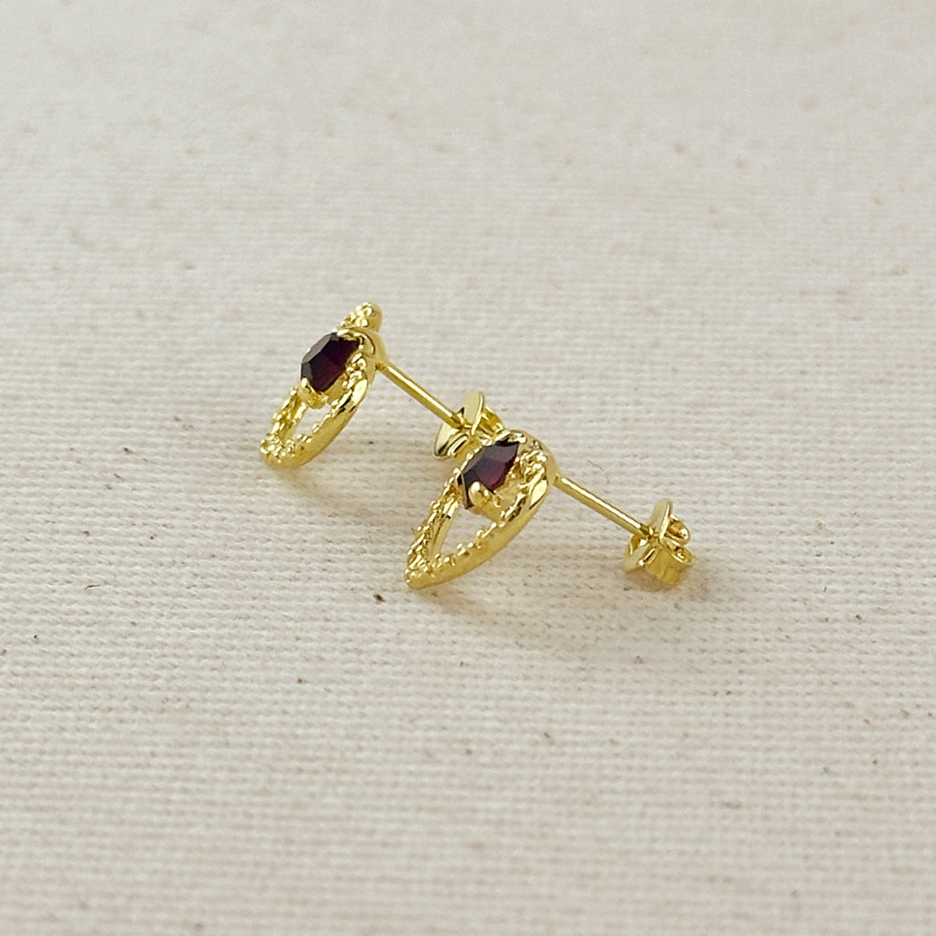 18k Gold Filled Crystal Heart Earrings