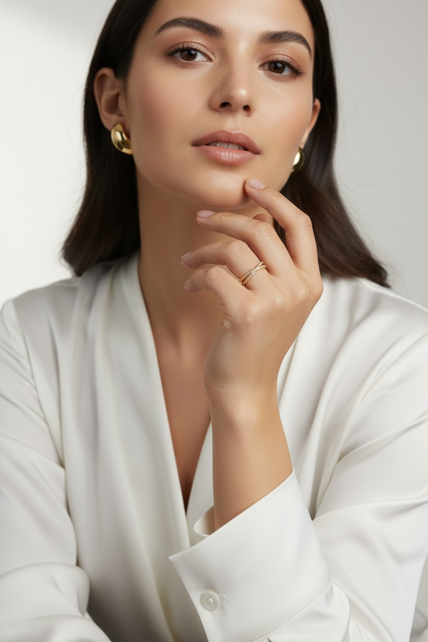 18K Gold Filled CZ X Ring