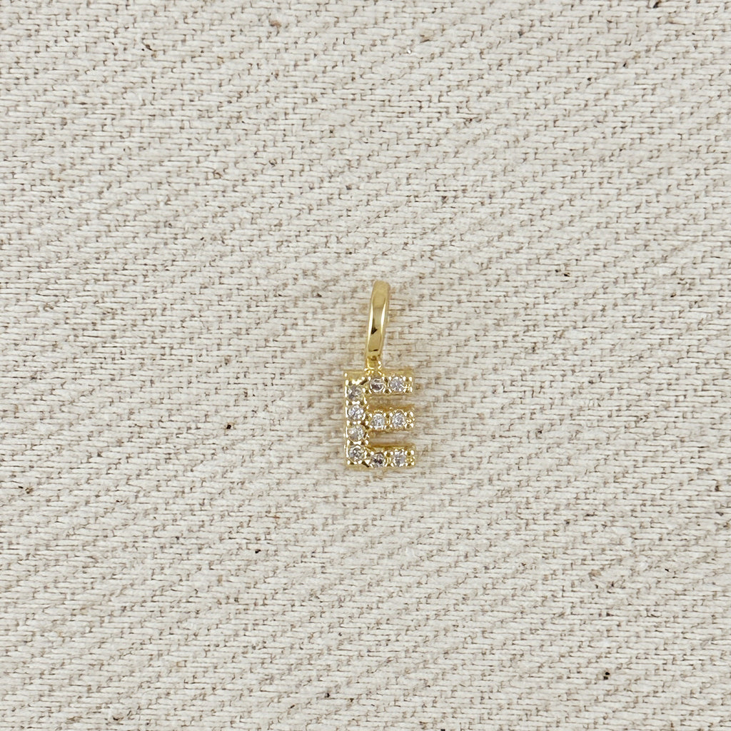 18k Gold filled  Micro CZ Initial Letter Charm