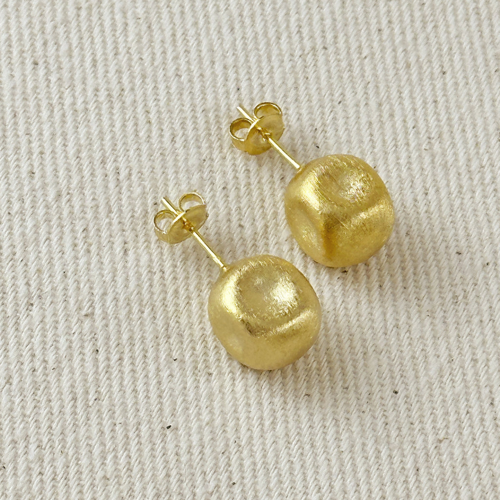 Dented Textured Ball Stud Earrings