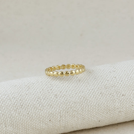 18k Gold Filled Flat Beaded Band Ring