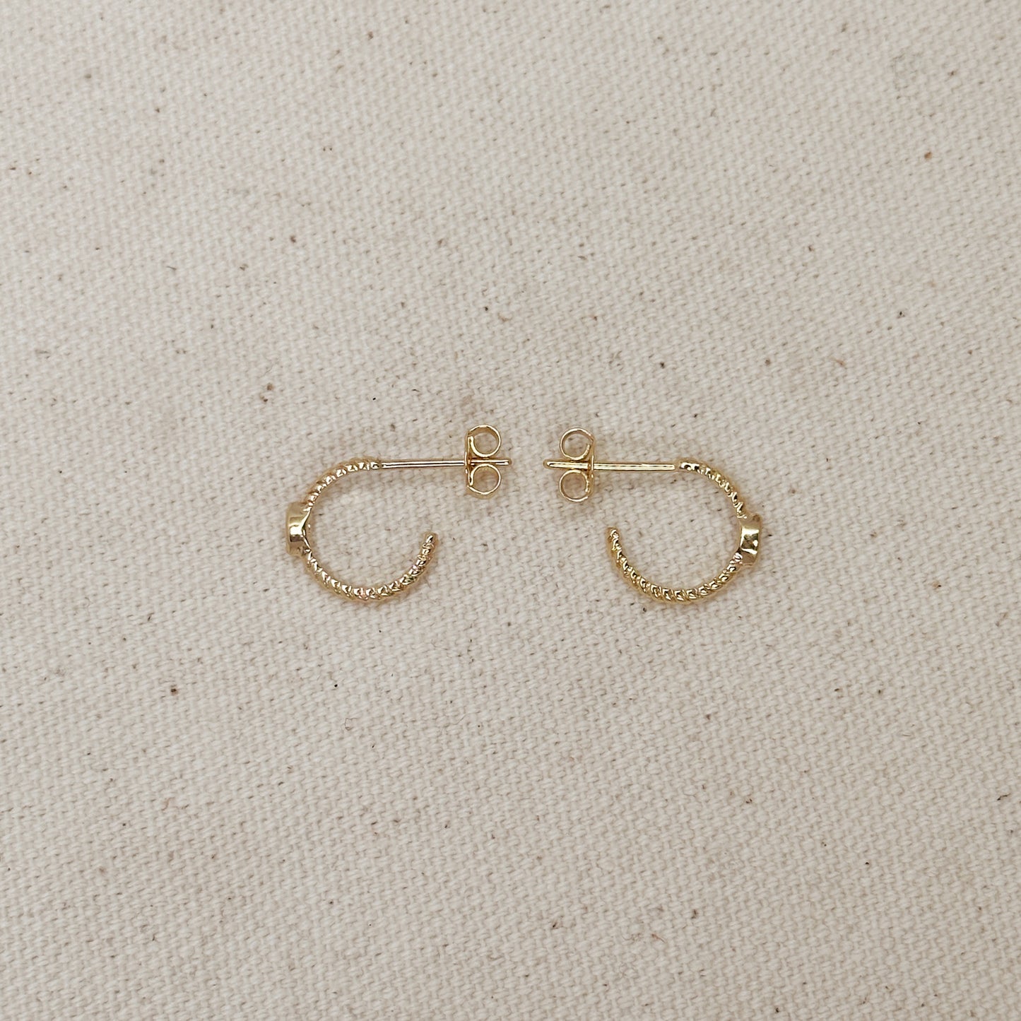 18k Gold Filled Mini CZ Eye C Hoop Earrings