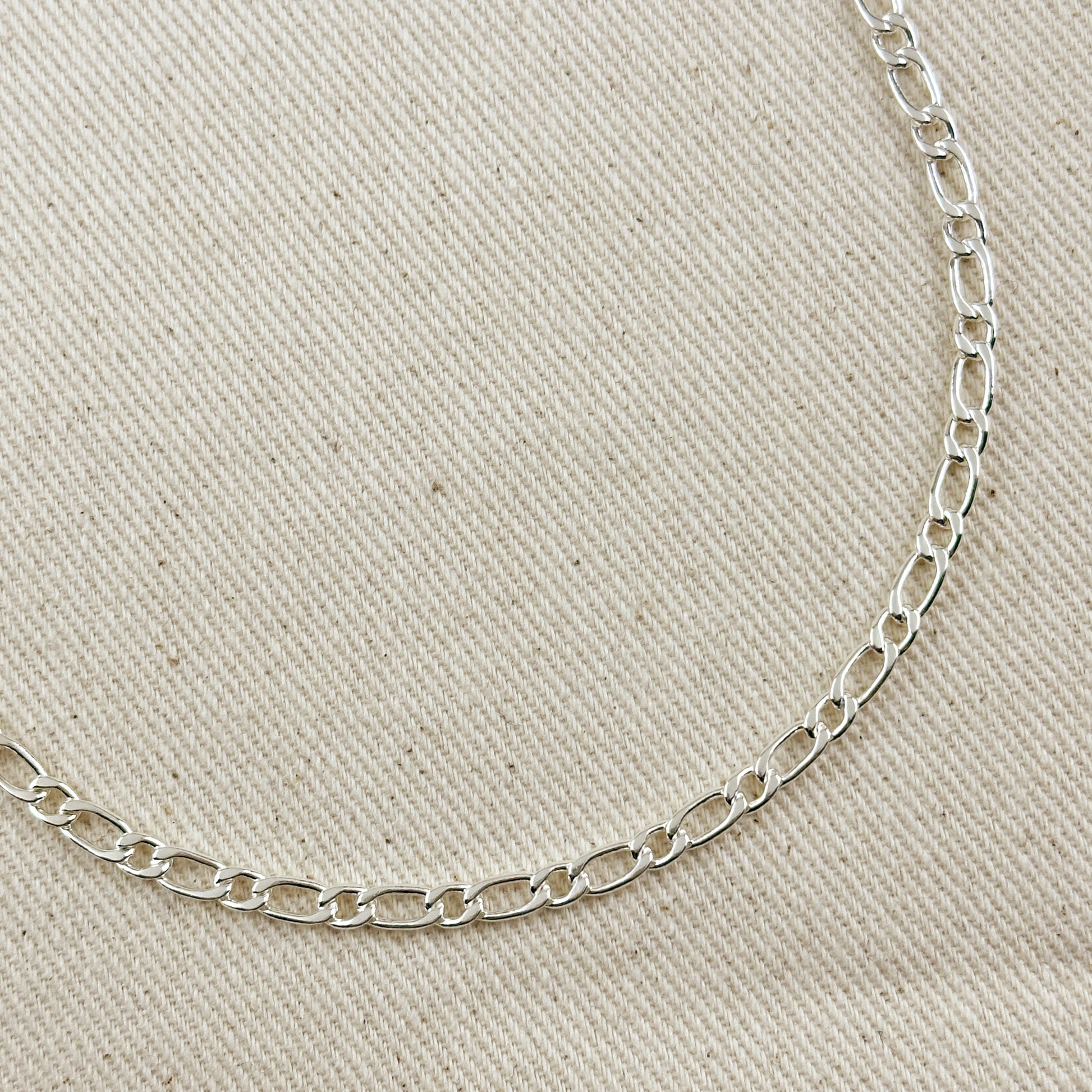 Sterling Silver Figaro 1x1 Chain 3.9mm