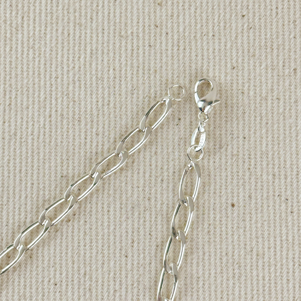 Sterling Silver Flat Elongated Curb Chain 4.0mm