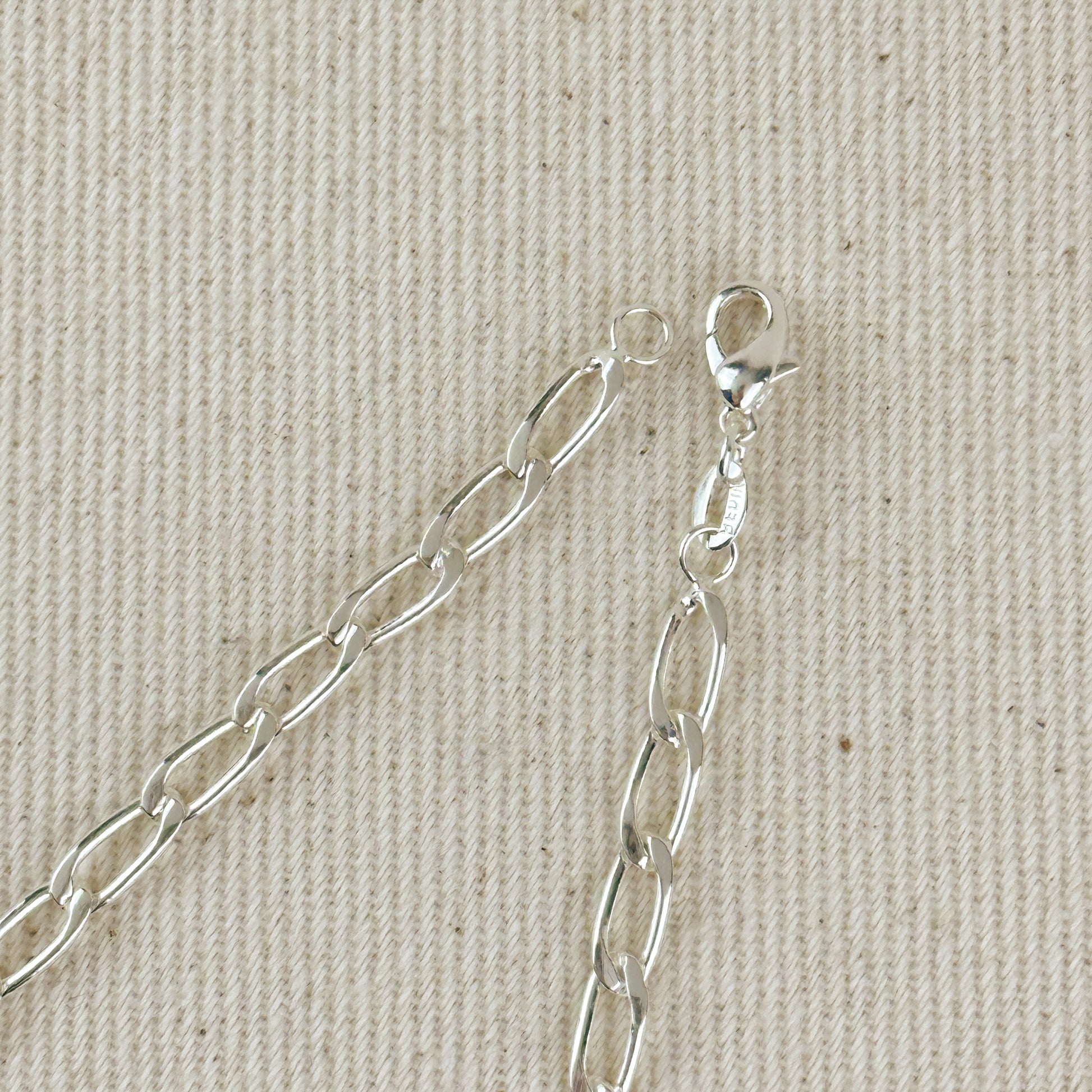 Sterling Silver Flat Elongated Curb Chain 4.0mm
