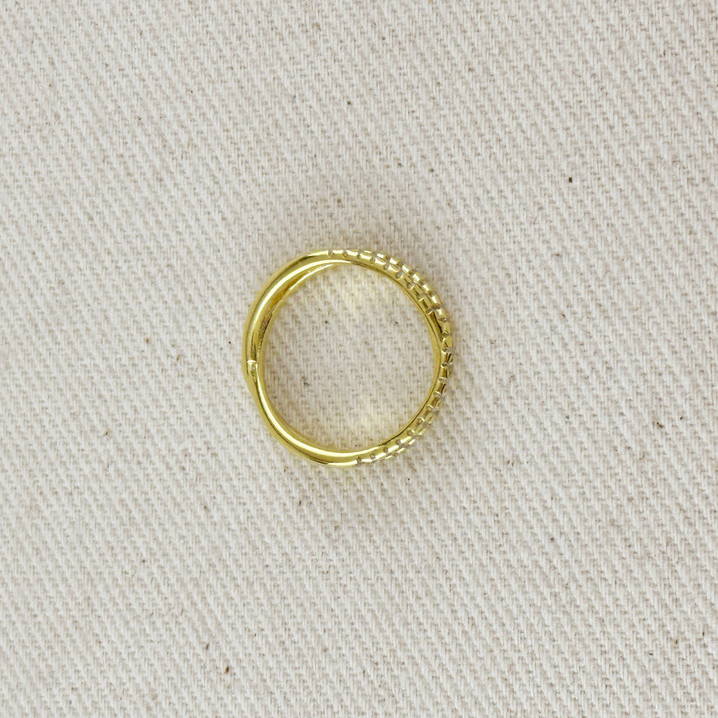 18K Gold Filled CZ X Ring