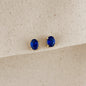 18k Gold Filled Oval Sapphire CZ Stud Earrings