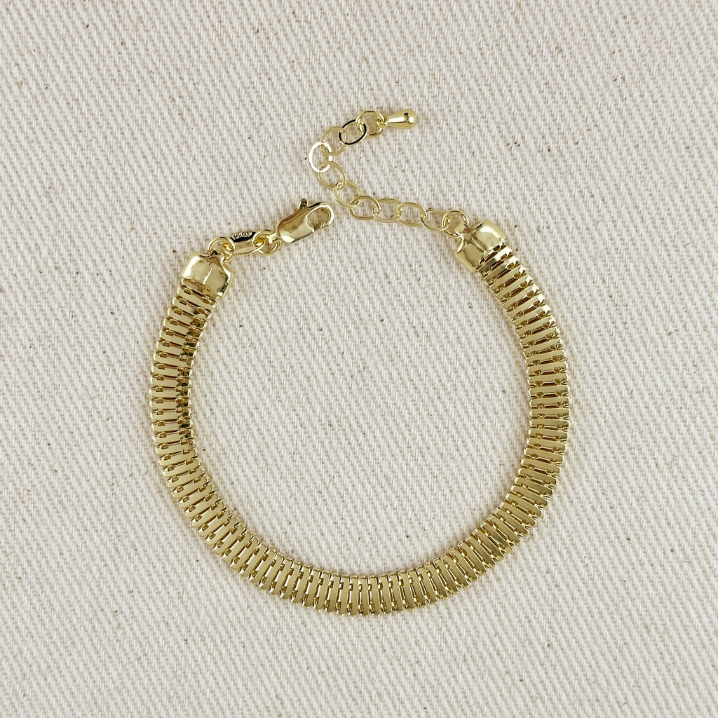 18K Gold Filled 6mm Square Snake Chain Bracelet