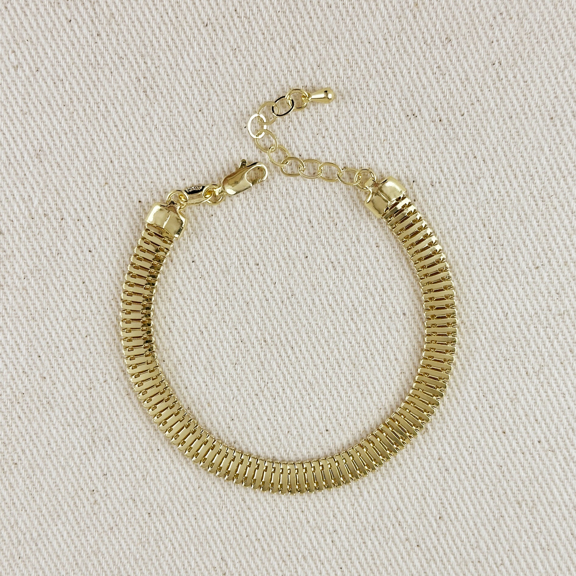 18K Gold Filled 6mm Square Snake Chain Bracelet