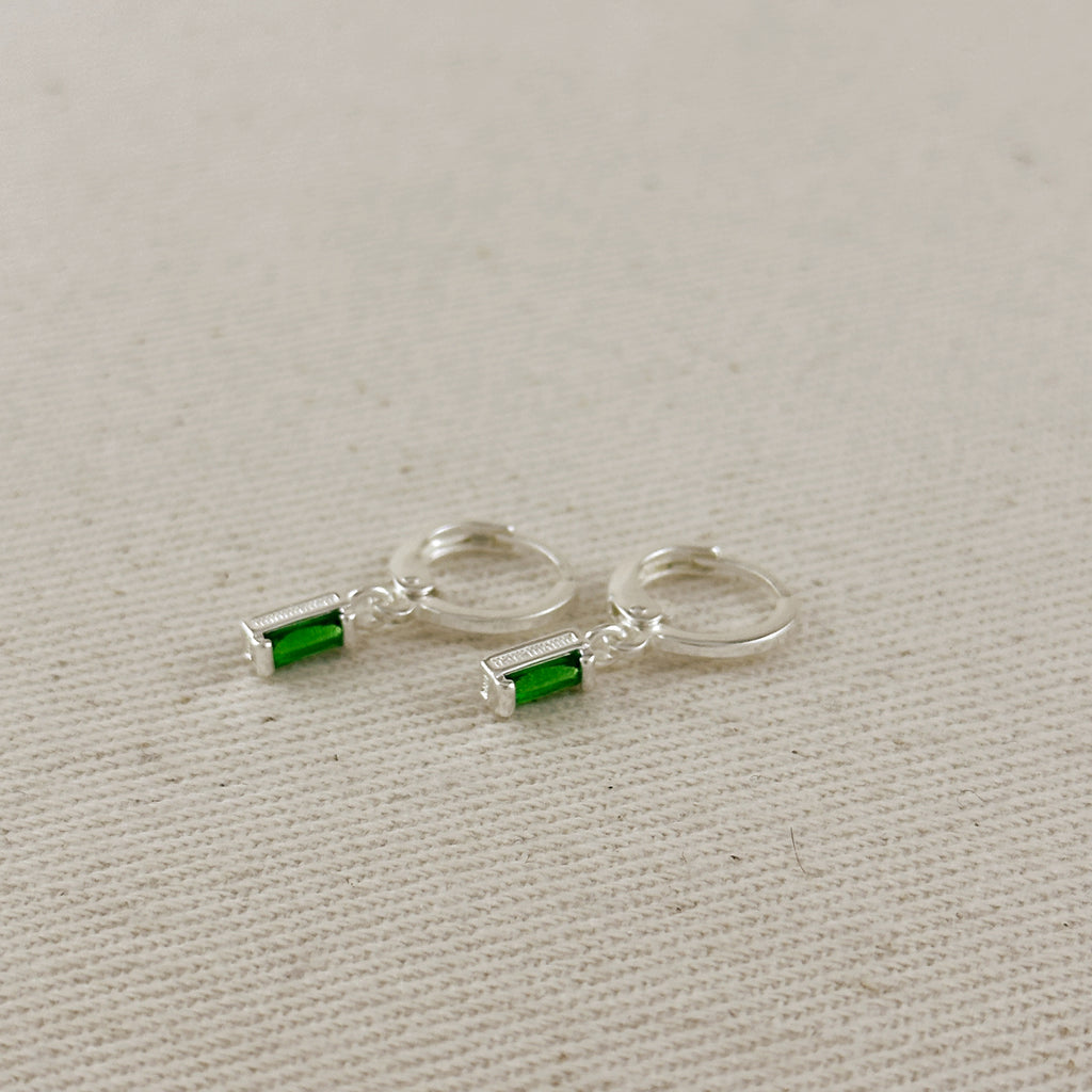 Silver Filled Baguette Birthstone Earrings