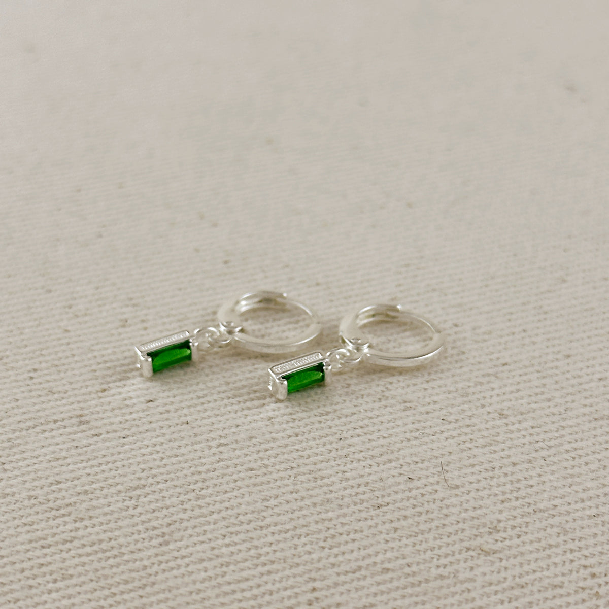 Silver Filled Baguette Birthstone Earrings