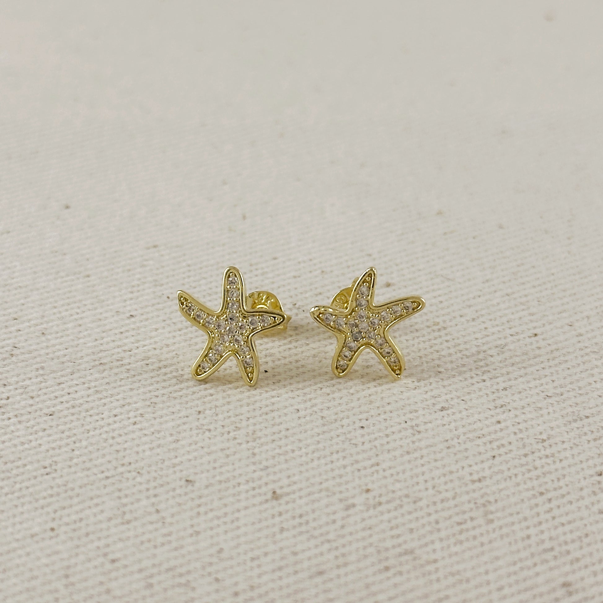 18k Gold Filled CZ Sea Star Stud Earrings