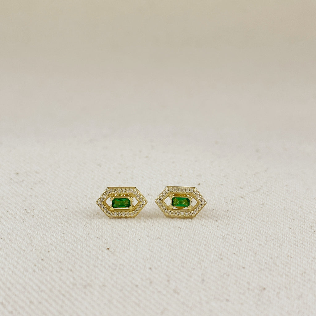 18k Gold Vermeil Fancy Birthstone Baguette Earrings