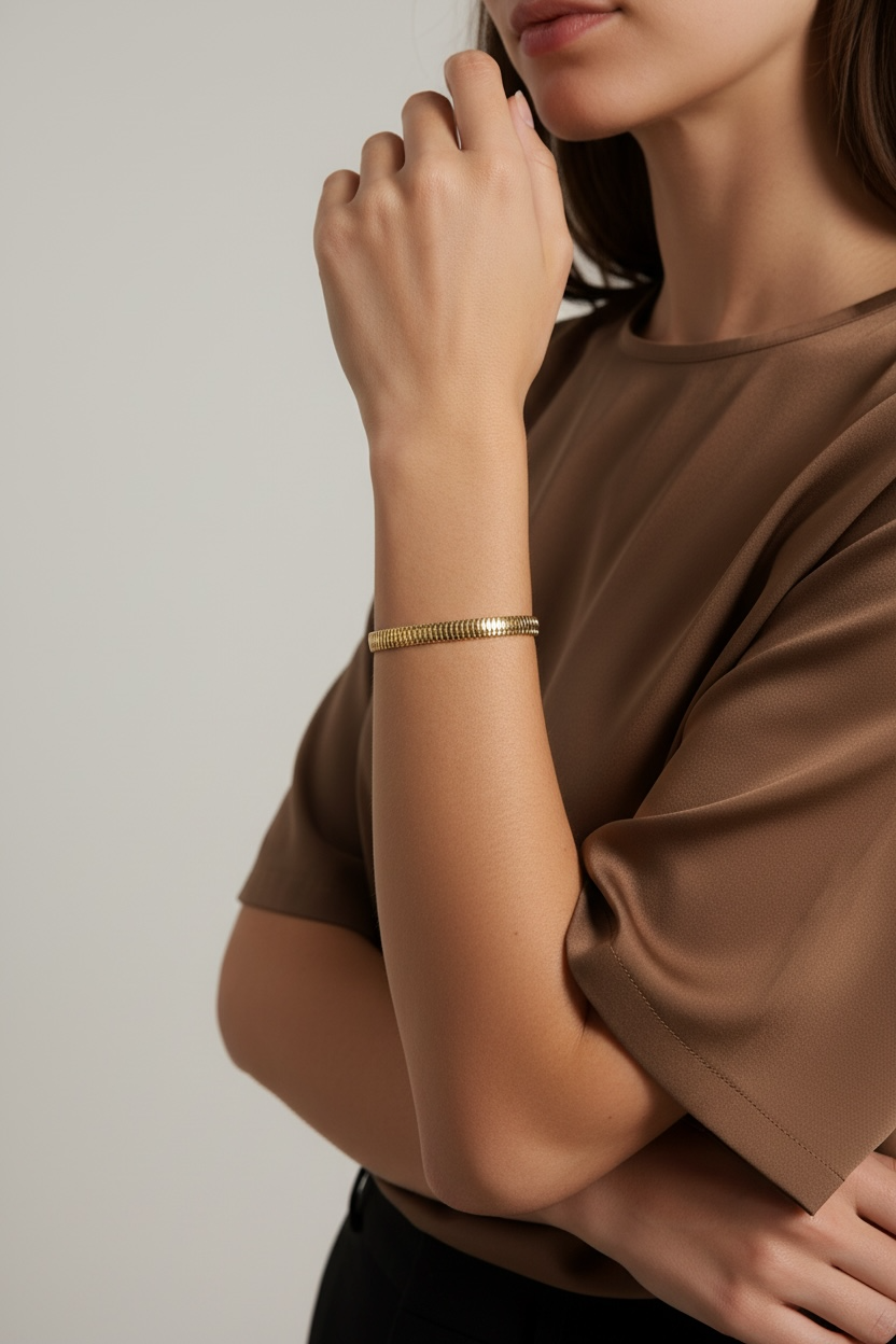 18K Gold Filled 6mm Square Snake Chain Bracelet