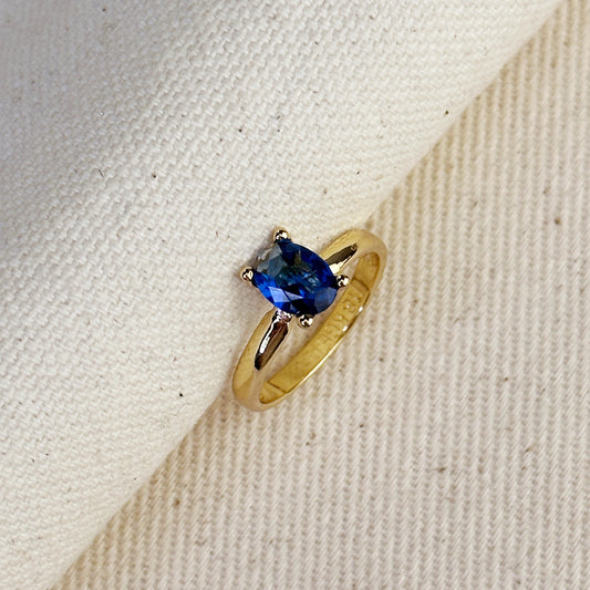 18k Gold Filled Royal Blue Solitaire Ring
