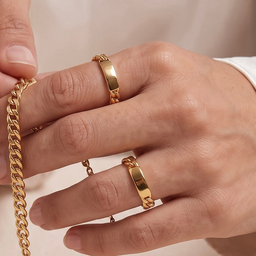 18k Gold Filled Chain With Polished Plate Ring