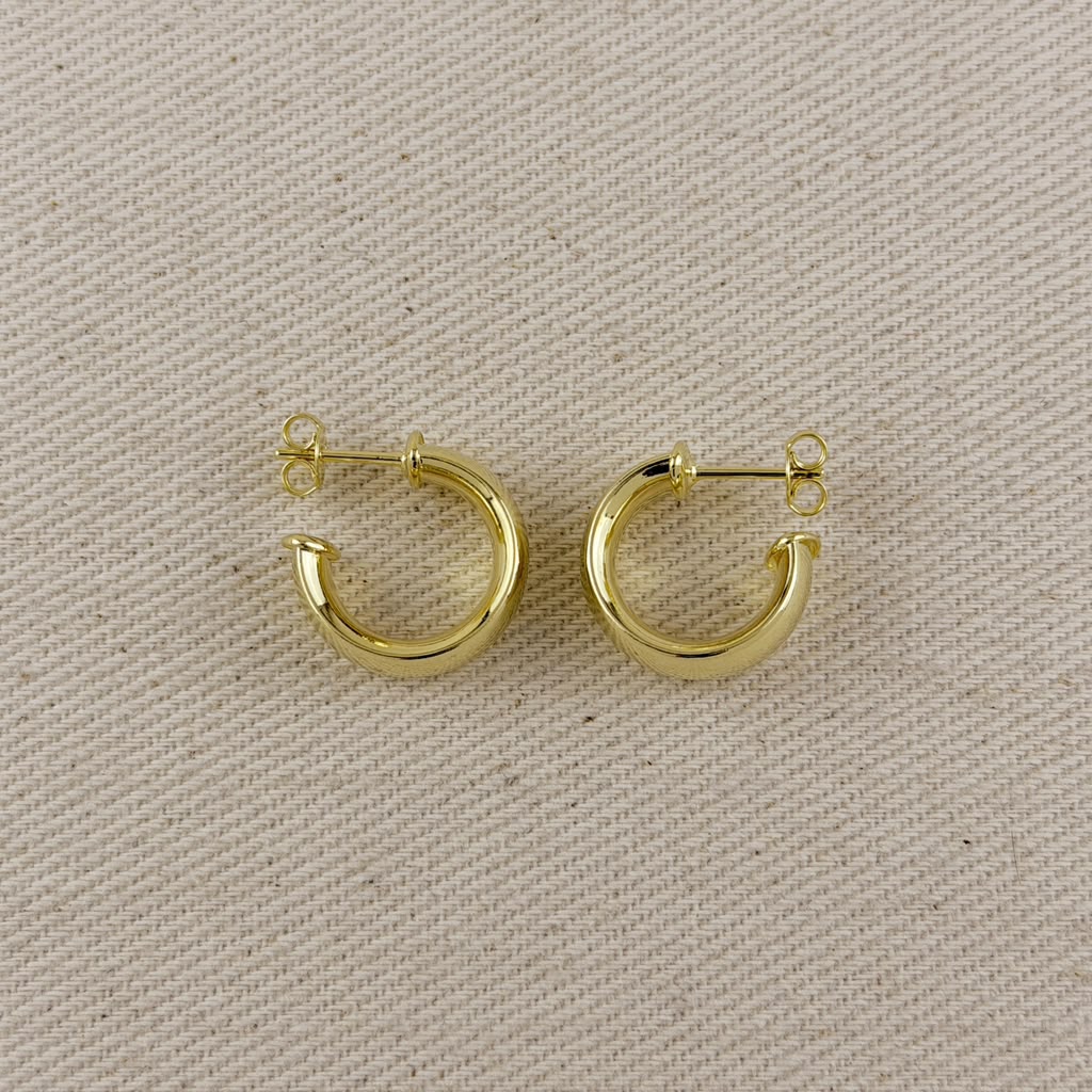 18k Gold Filled Polished Slightly Twisted C Hoop