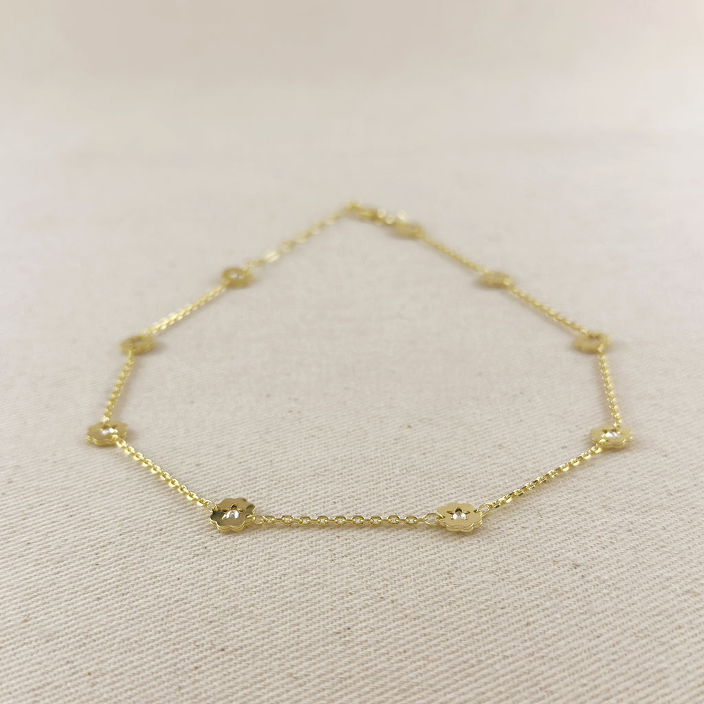 18k Gold Filled Flower CZ Necklace