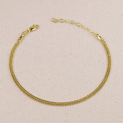 18k Gold Filled 4mm Double Curb Chain Anklet