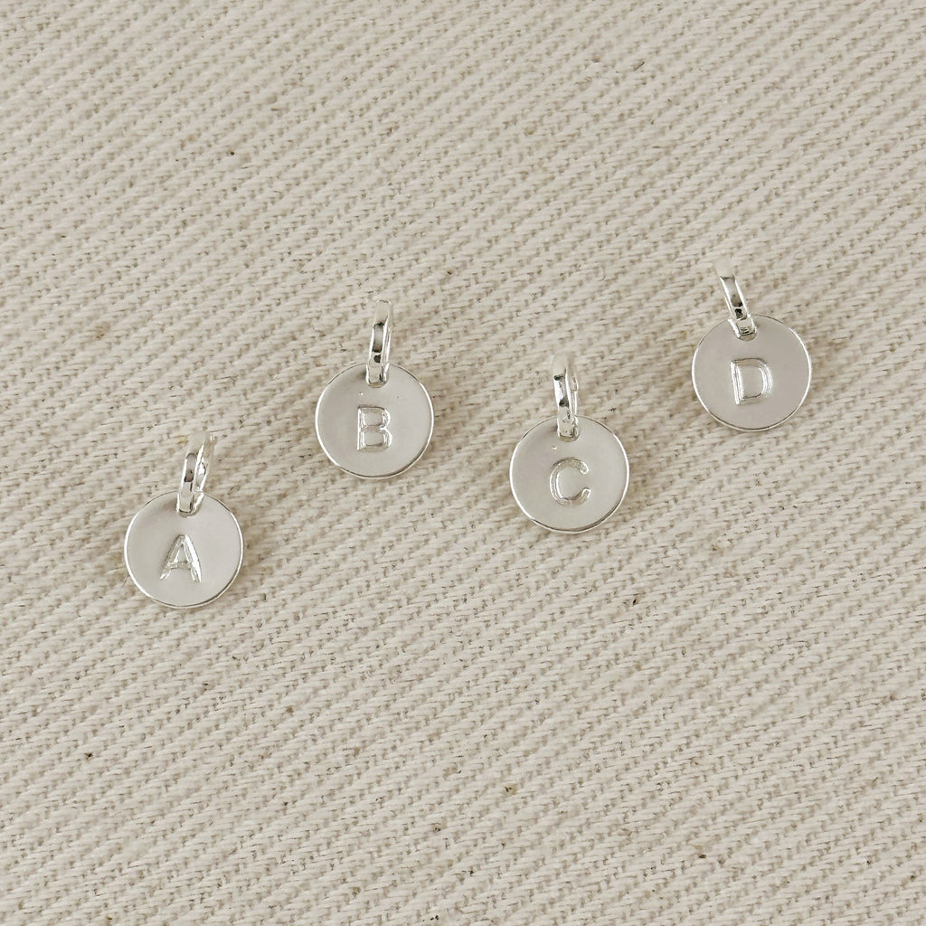 Silver Filled Stamped Tiny Initial Letter Charm