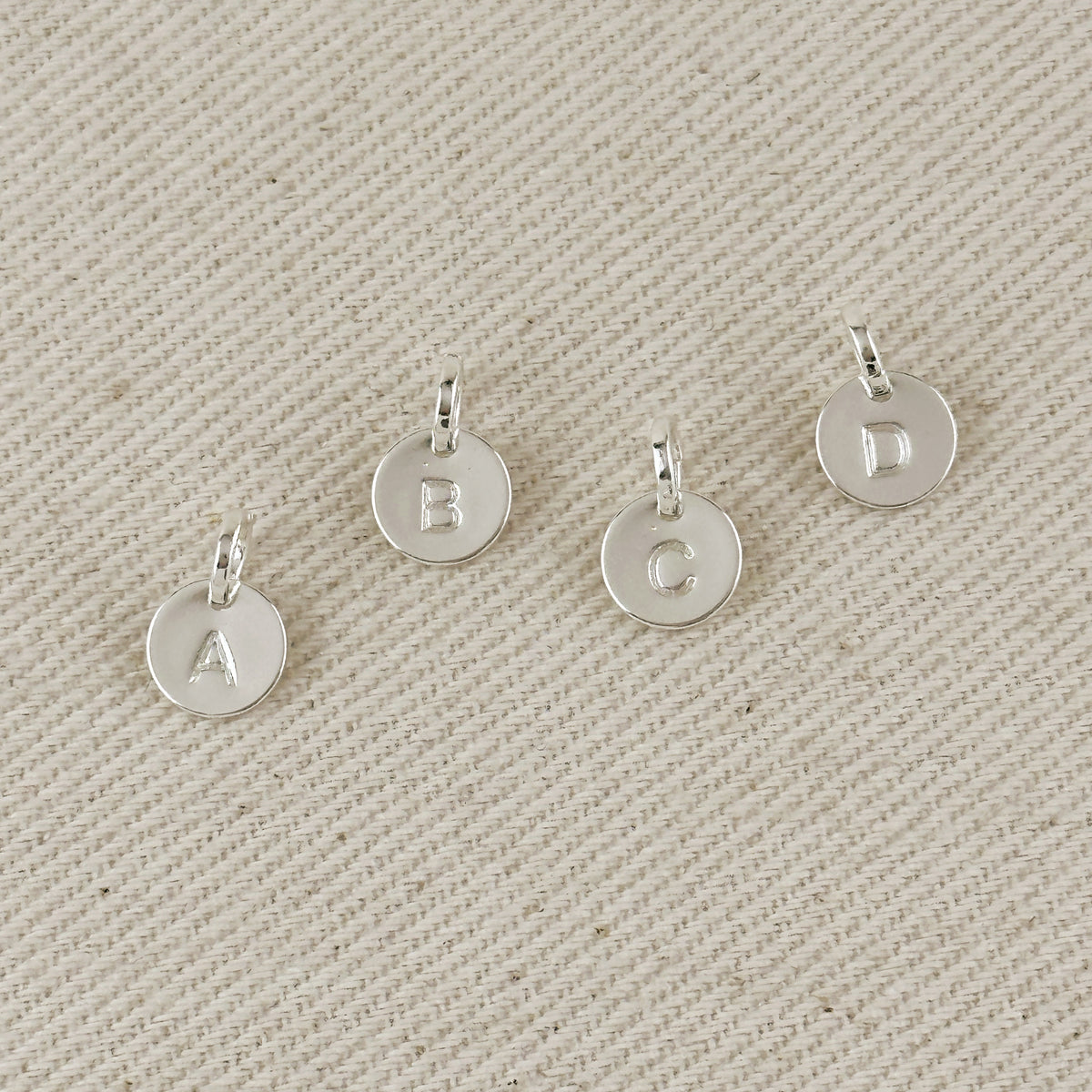 Silver Filled Stamped Tiny Initial Letter Charm