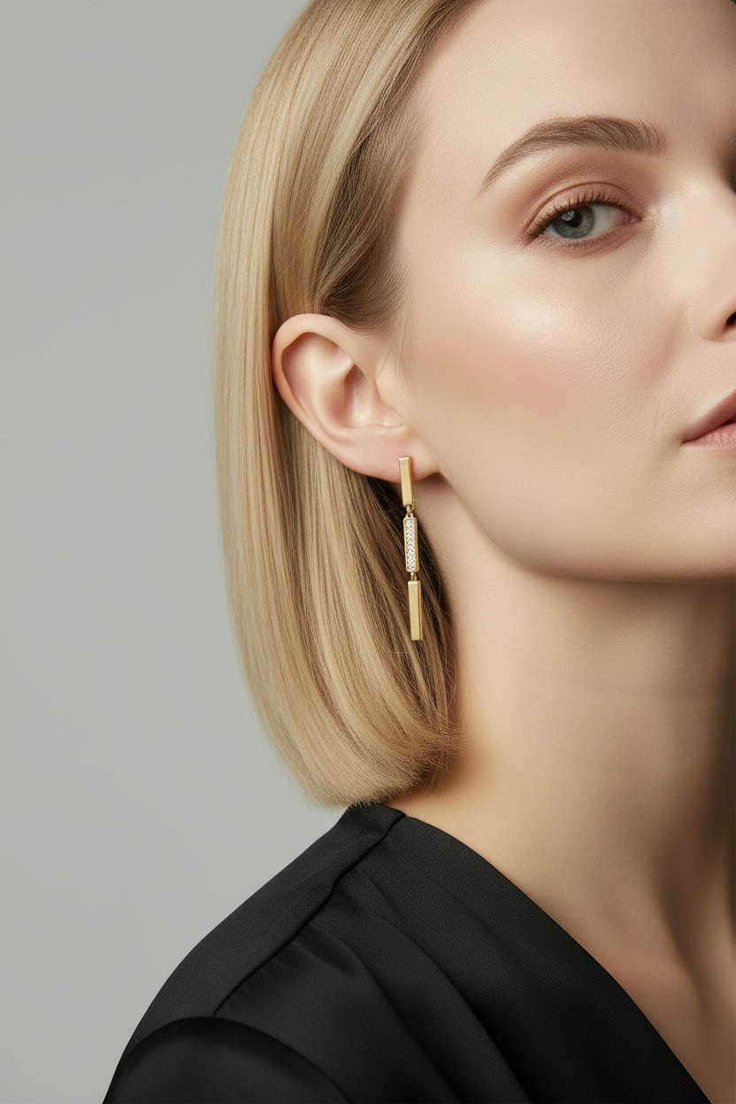 18k Gold Filled Triple Bar Drop Earrings