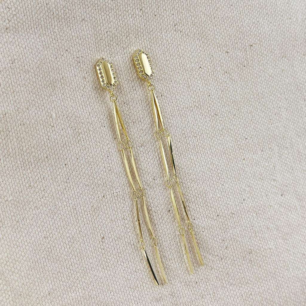 18k Gold Filled Double Straw Drop Earrings