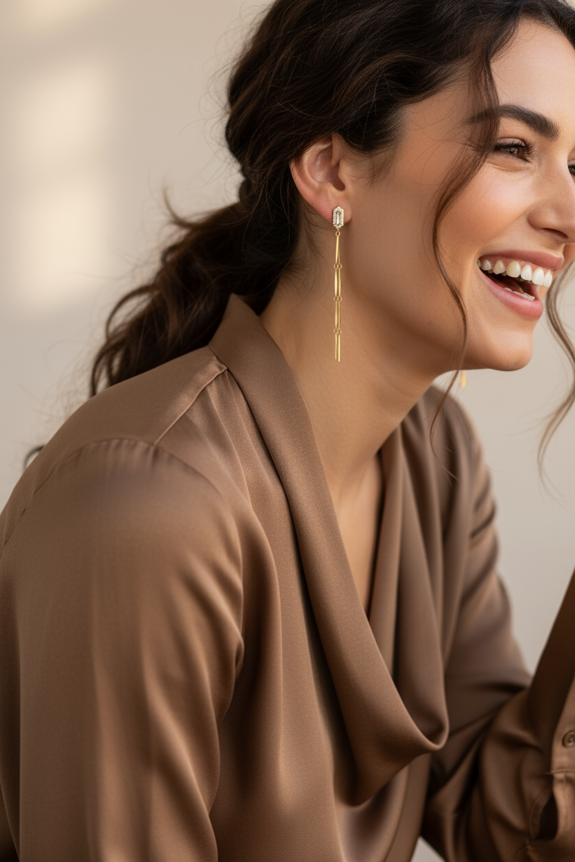 18k Gold Filled Double Straw Drop Earrings