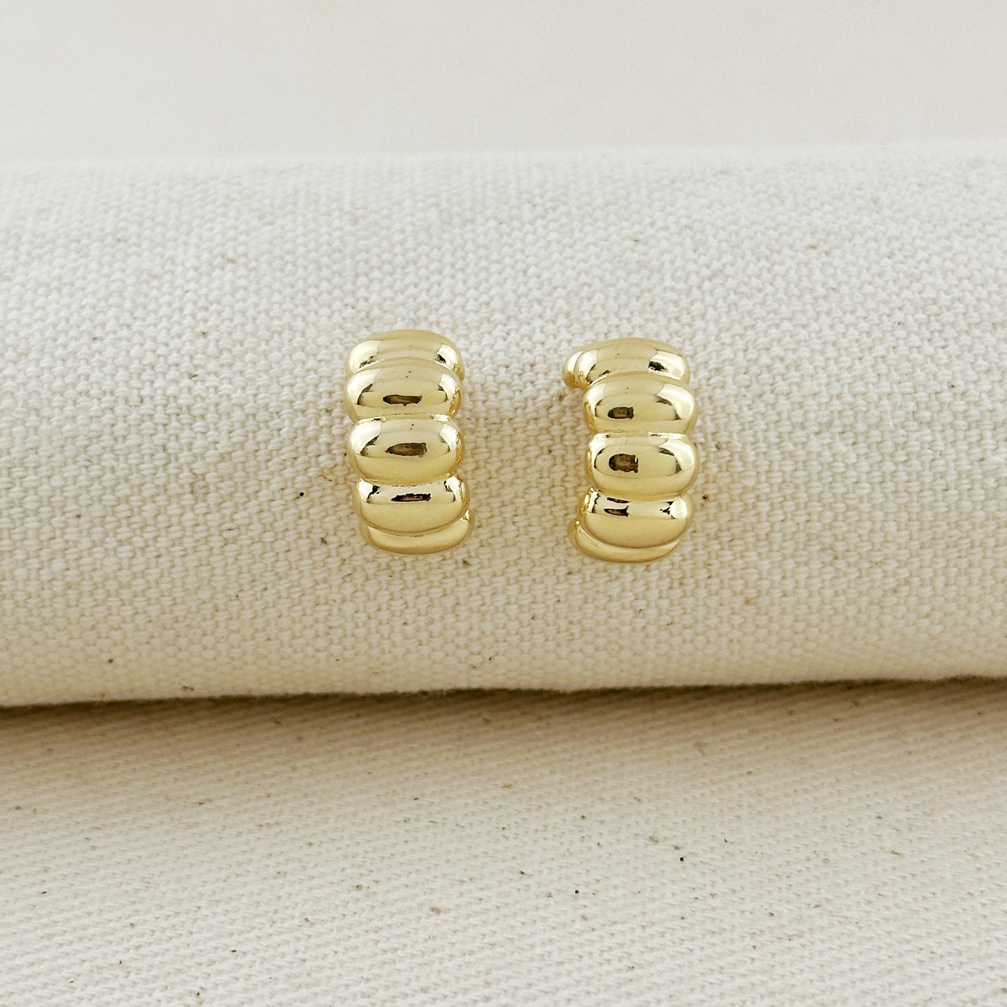 18k Gold Filled Scalloped C-Hoop Earrings