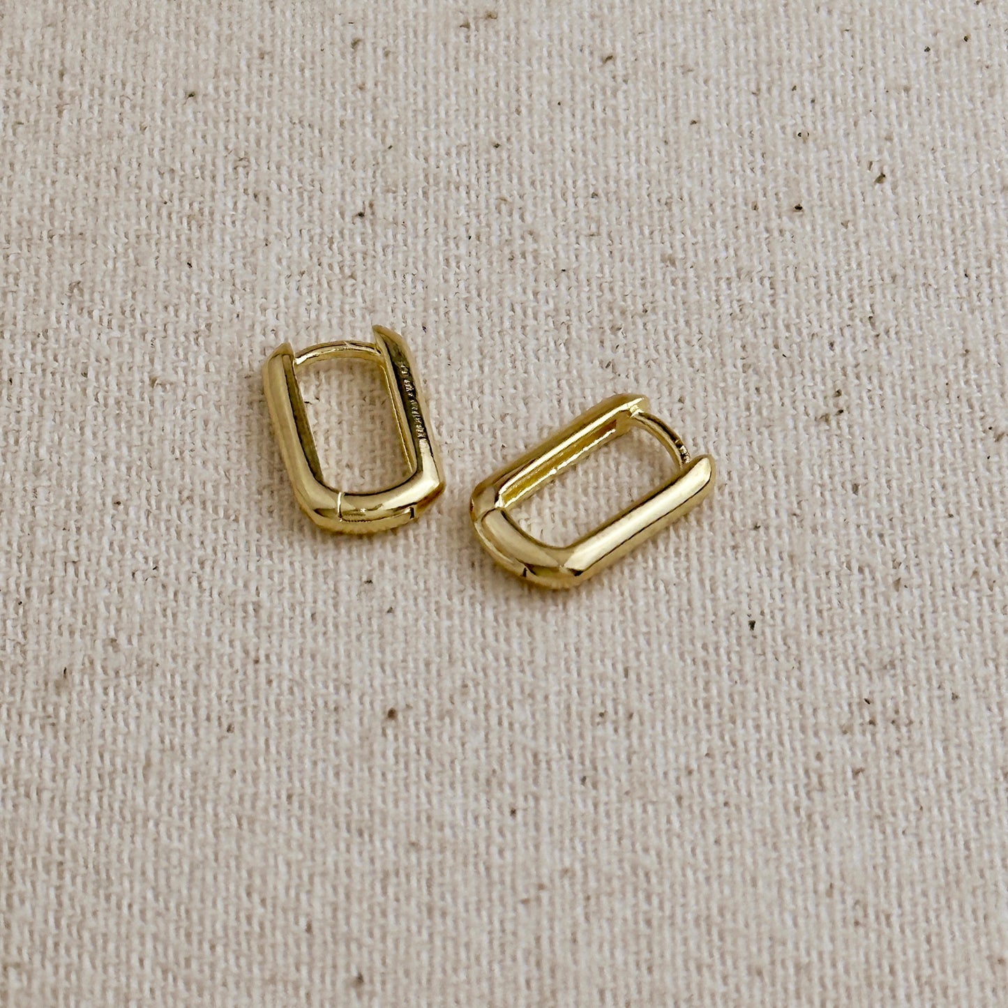 18k Gold Filled Oblong  Hoop Earrings