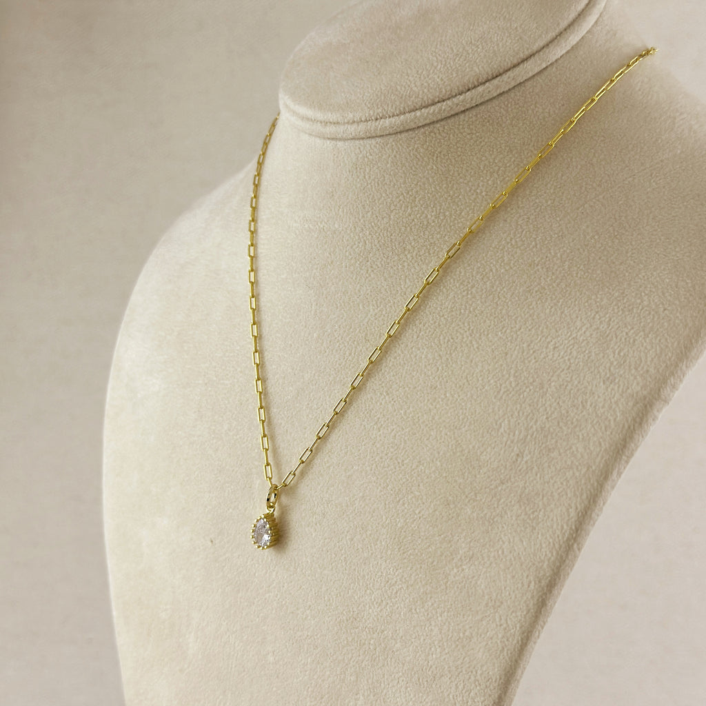 18k Gold Filled Scalloped Drop CZ Charm
