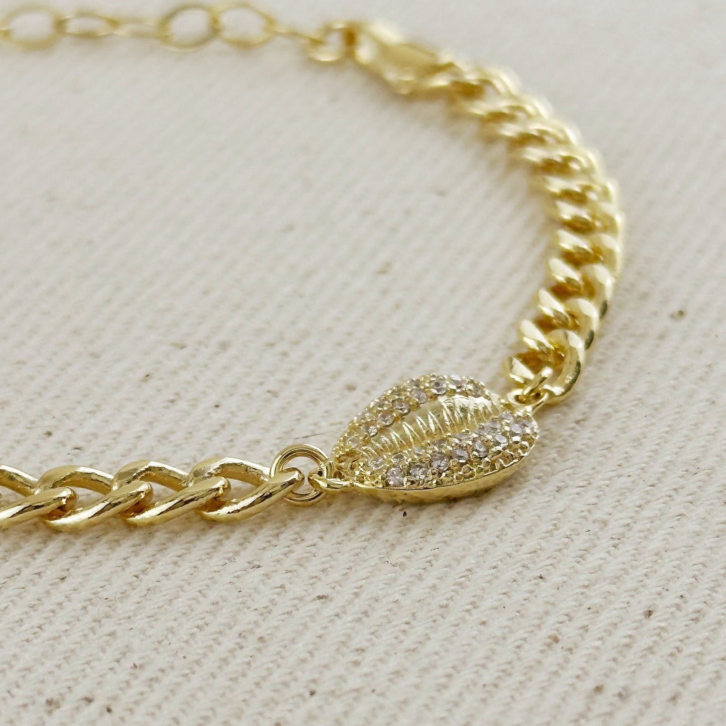 18k Gold Filled Cowrie CZ Bracelet