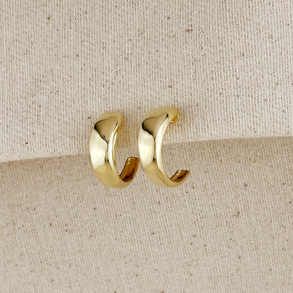 18k Gold Filled Polished Curve C-Hoop Earrings