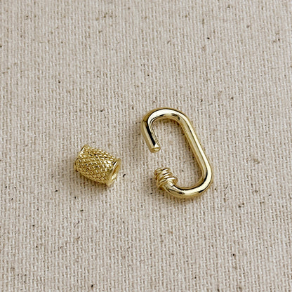 18k Gold Filled Oblong  Detailed Screw Lock Clasp