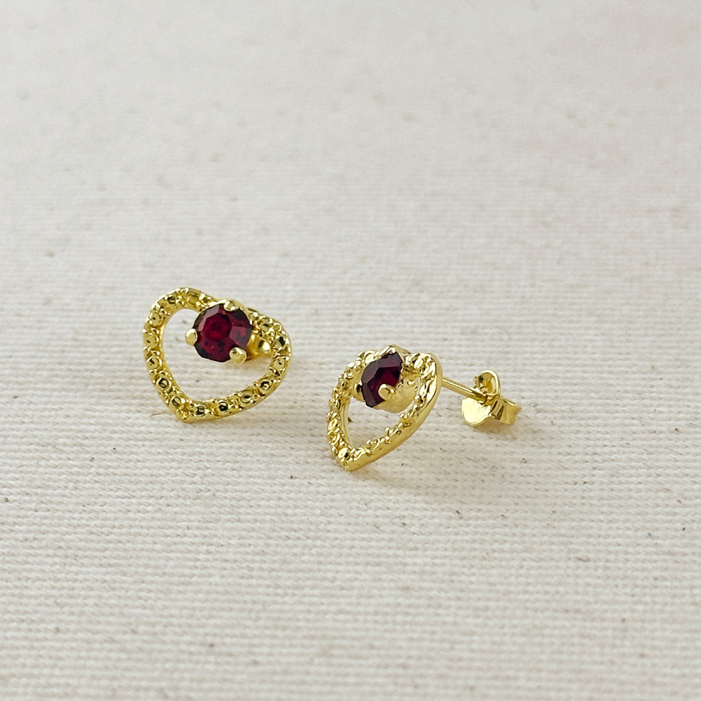 18k Gold Filled Crystal Heart Earrings