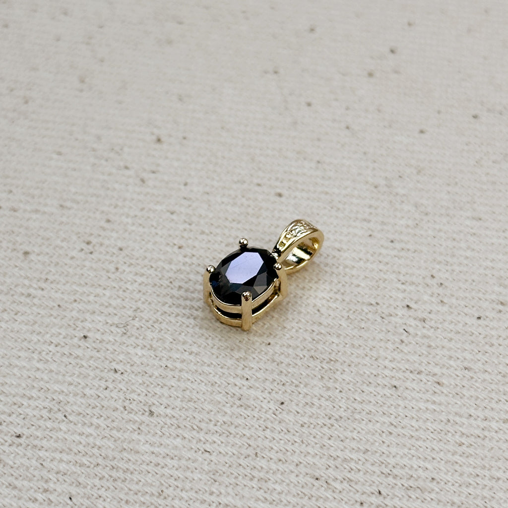 18k Gold Filled Oval Black Cubic Zirconia Charm
