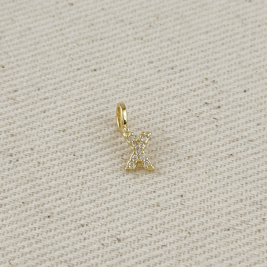 18k Gold filled  Micro CZ Initial Letter Charm